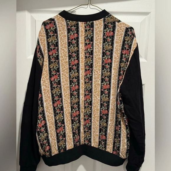 Hayden Los Angeles floral stripe long bomber jacket coat lined pockets retro USL - Picture 3 of 7